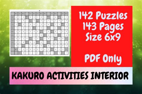 Kdp 142 Kakuro Puzzles Activity Book Graphic By Luham Digital Products · Creative Fabrica