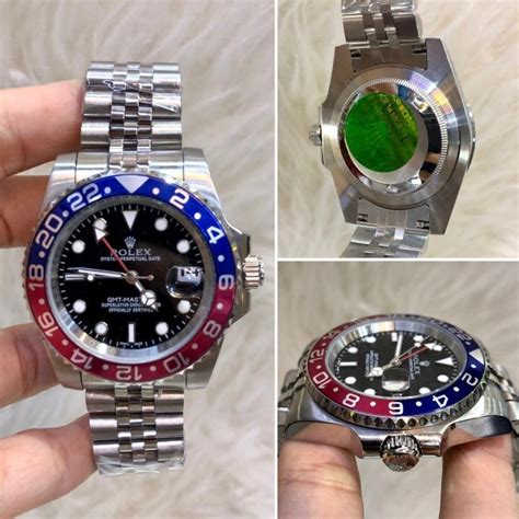 Jual Jam Tangan Pria Rolex Automatic Movement Pepsi Rantai Silver Dial