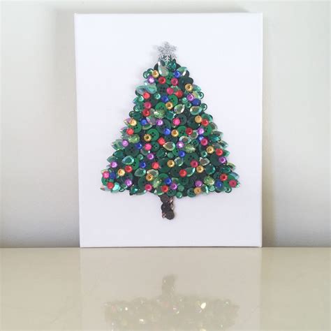 Christmas Tree Button Art Wall Art Home Decor Pine Tree Strung