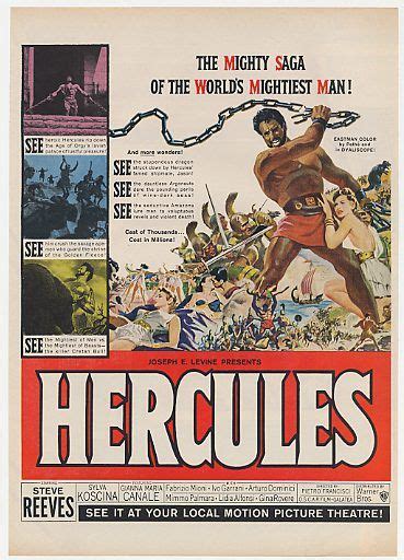 Hercules 1958 Film Hercules Movie Steve Reeves Vintage Movies