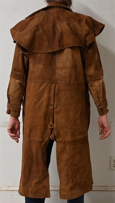 Lot Vintage Mens Leather Full Length Duster Coat