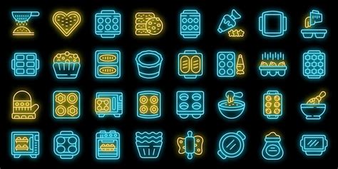 Premium Vector Bakeware Icons Set Vector Neon