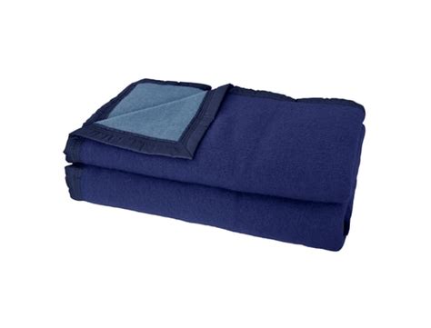 Couverture pure laine vierge Woolmark 500g m² VOLTA 220x240 cm Bleu