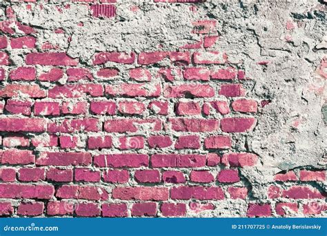 The Texture Of The Old Brick Wall In Pink Empty Pink Brick Wall