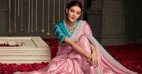 Buy Online Kajal Aggarwal Sky Blue Silk Saree Laali