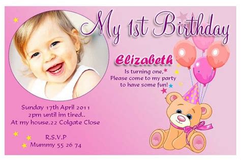 12 Winsome A 1st Birthday Invitation Card Template For Free Birthday Invitation Cards