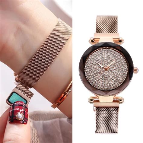 Diamond Magnet Mesh Strap Women Watch Womens Watches Mesh Bracelet