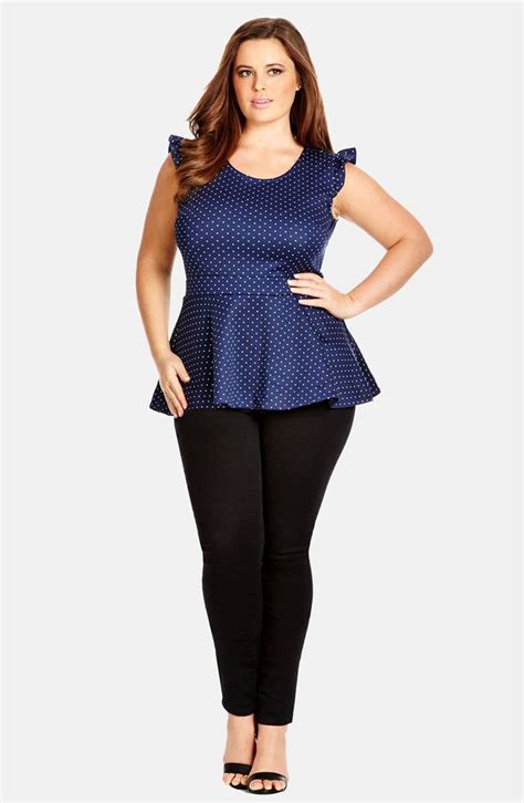 City Chic Mini Spot Peplum Top Plus Size Nordstrom