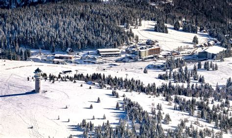 Feldberg Schwarzwald Von Oben Winterluftbild Gipfel In Der Felsen