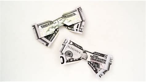 Money Bow With Ribbon Origami Dollar Tutorial Diy Nprokuda Youtube