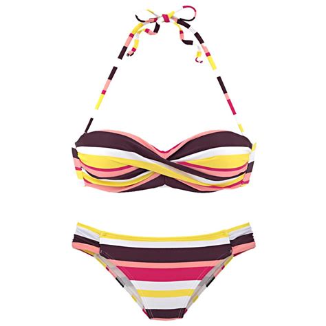 Buy Women Boho Stripes Halter Push Up Bandeau Bikini Set Two Piece