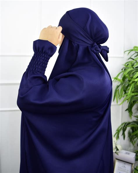 Jilbab Dubai One Piece Prayer Set Navy Ina Collection