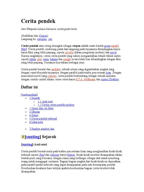 Contoh Cerpen Dan Strukturnya Wood Scribd Indo