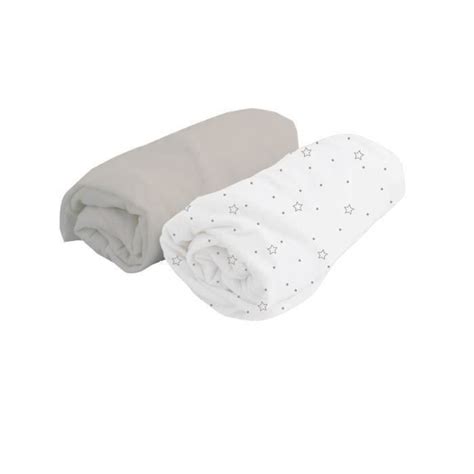 Domiva Lot Draps Housse Imprim Toiles Jersey Oeko Tex Blanc