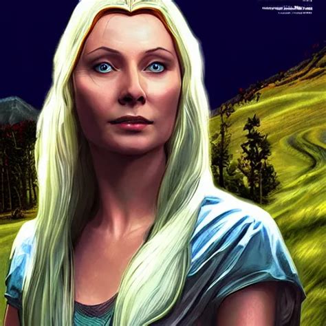 Galadriel In Gta V Cover Art By Stephen Bliss Stable Diffusion