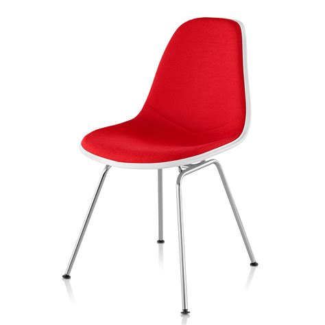 Eames Molded Plastic Side Chair 4 Leg Base Fully Upholstered Shell