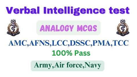 Pass Verbal Intelligence Test Analogy MCQ S For AMC AFNS LCC AIR MAN