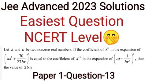 Jee Advanced 2023 Easy Questions Jee Advanced Easiest Question 2023