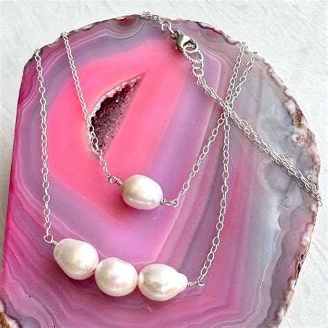 Layered Pearl Necklace Rice Pearl Necklace Two Strand White Pearl Necklace White Pearl