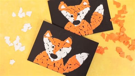 Paper Crafts For Kids Paper Collage Fox Craft Youtube