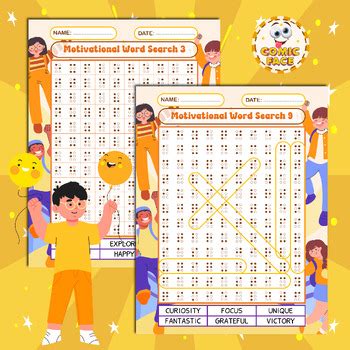 Braille Printed Not Raised Motivational Word Search Puzzles Activities