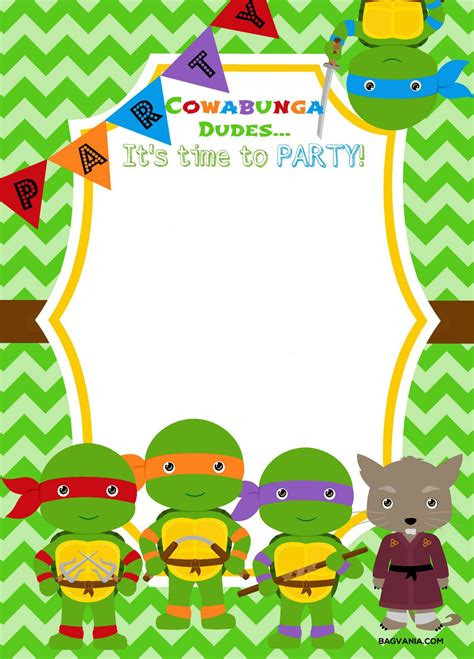 Get Ninja Birthday Invitations PNG | Free Invitation Template