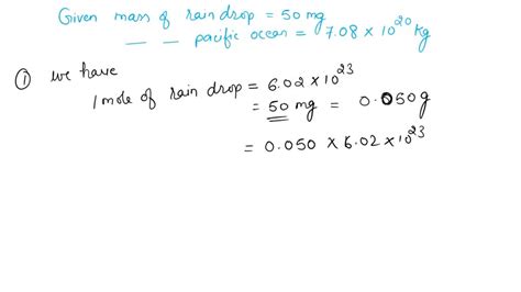 Solved Raindrop Has A Mass Of Mg And The Pacific Ocean Has Mass Of