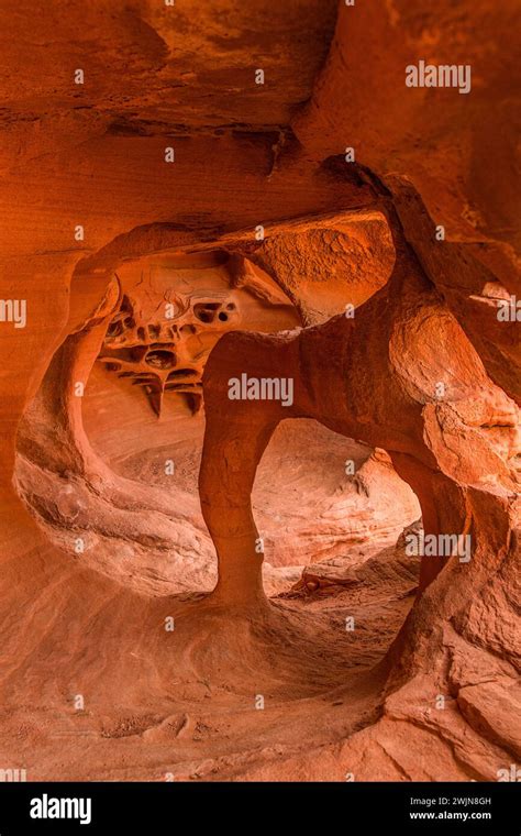 Windstone Arch In The Fire Cave In The Eroded Aztec Sandstone Of Valley Of Fire State Park In