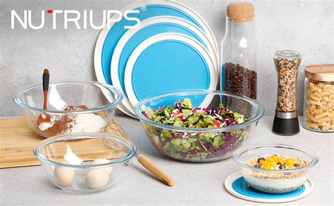 Amazon Nutriups Quart Large Glass Mixing Bowls With Lids Salad