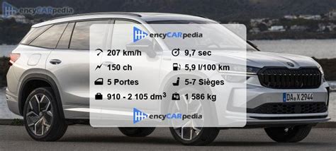 Škoda Kodiaq 1 5 TSI 150 Fiches techniques 2024 actuel performances