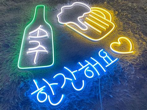 Soju Beer Korean Neon Sign Soju Beer Led Bar Room Wall Decor Glow