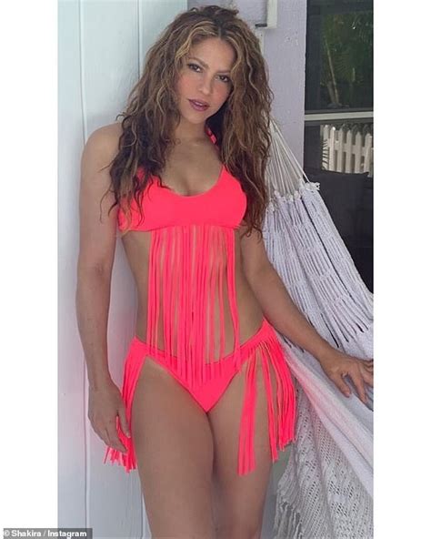 Shakira Stuns In A Unique Self Designed Hot Pink Bikini With Fringe