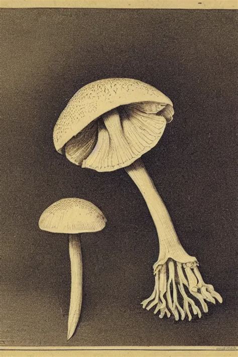 Th Century Scientific Illustration Of A Mushroom Stable Diffusion