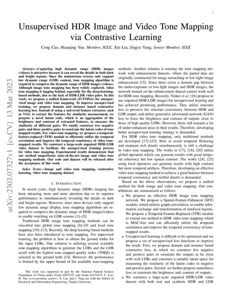 Unsupervised Hdr Image And Video Tone Mapping Via Contrastive Learning Deepai