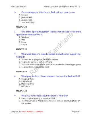 Mad Mcq Question Bank Unit I Pdf