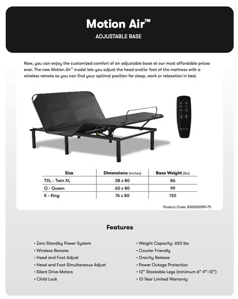 Serta Motion Air Adjustable Base - TwinXL - Wayman Services Liquidation ...