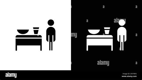 Restaurant Waiter Icon Set In Black And White Color Simple Flat Vector