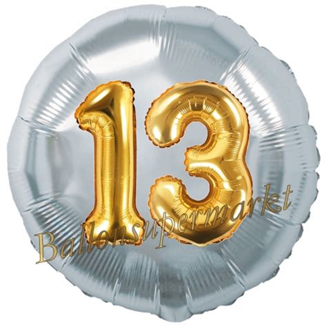 Luftballon Jumbo 3D Gold Und Silber Zum 13 Geburtstag Jumbo