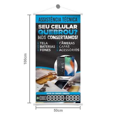 Banner Loja Conserto De Celular Tela 50x100 ARTE PRONTA Shopee Brasil