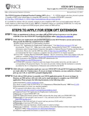 Fillable Online Oiss Rice STEM OPT Extension Handout Fax Email Print