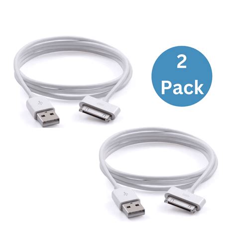 2 Pack 3ft 30 Pin Sync And Charge Cable With 30 Pin Connector Compatible For Iphone 4 4s 3gs