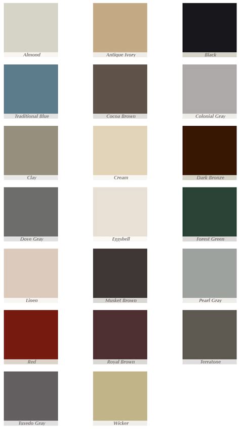 Seamless Gutter Color Chart