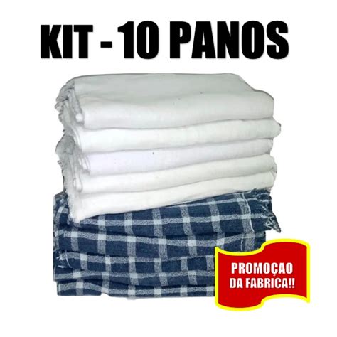 Kit Pano de Chão Branco e Xadrez Kit 10 PANOS Saco Alvejado