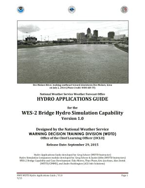 Fillable Online Wdtb Noaa HYDRO APPLICATIONS GUIDE WES 2 Bridge Hydro