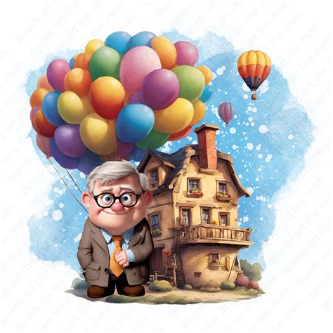 Up Png, Balloon House Clipart, Carl Fredrick Png, Watercolor Background ...