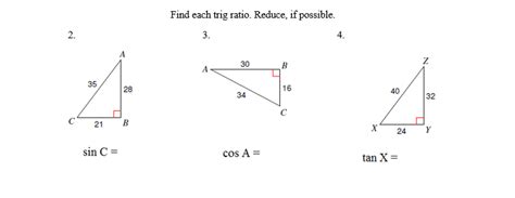 Solved Find Each Trig Ratio Reduce If Possible 3 4 2 Z