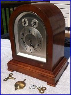 S Antique Junghans Large German Mantel Clock Working Westminster