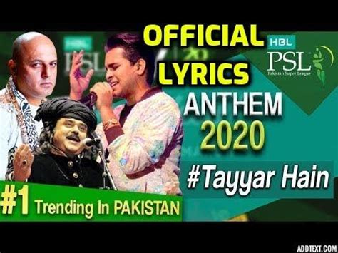 Tayyar Hain Official Lyrics Official Anthem Hbl Pakistan Super