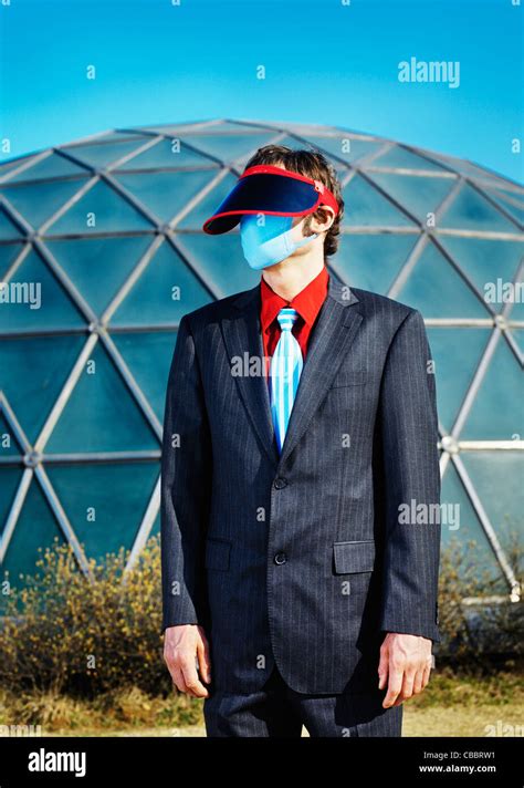 businessman wearing visor  mask stock photo alamy