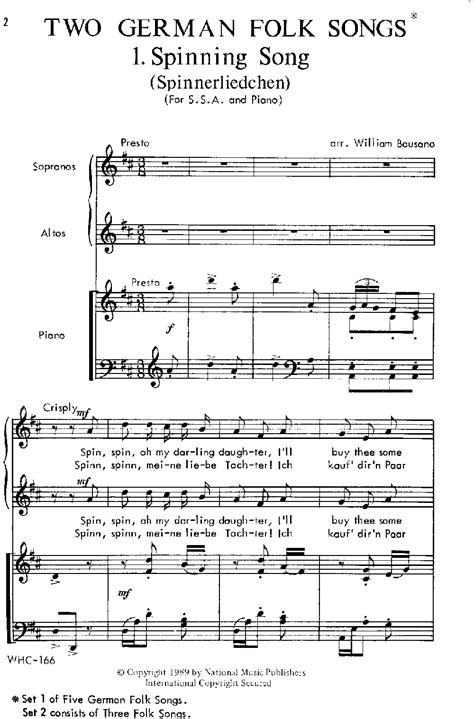 Two German Folk Songs (SSA ) arr. William Ba | J.W. Pepper Sheet Music